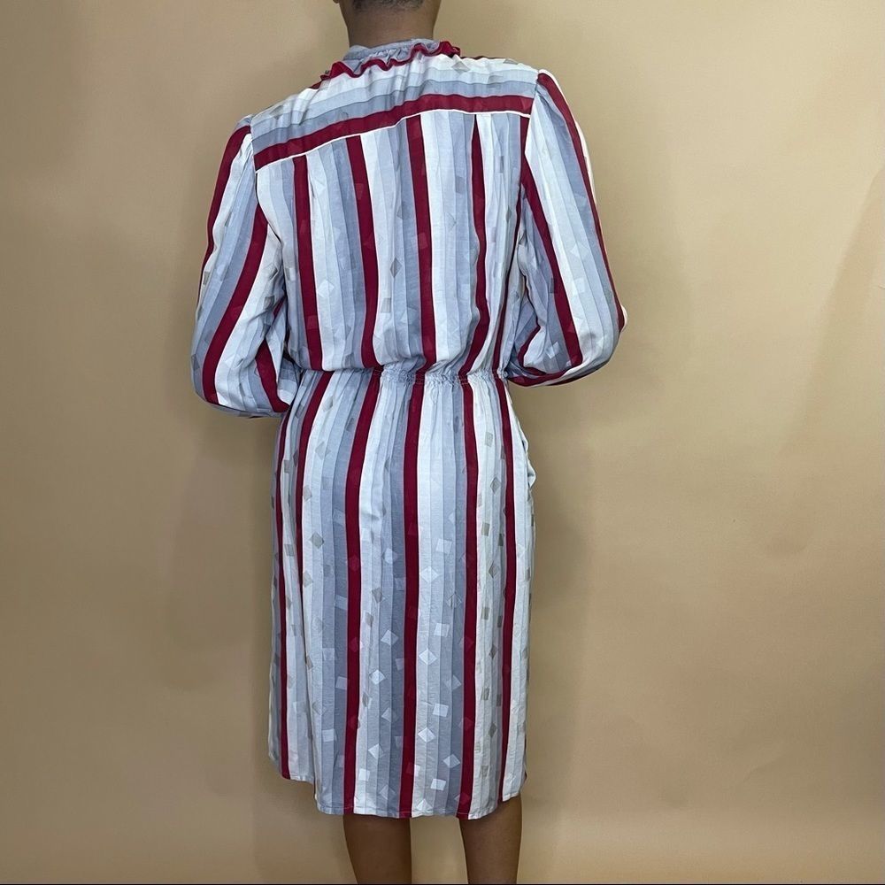 Vintage 70s striped A line dress sz 14 - Picture 3 of 8